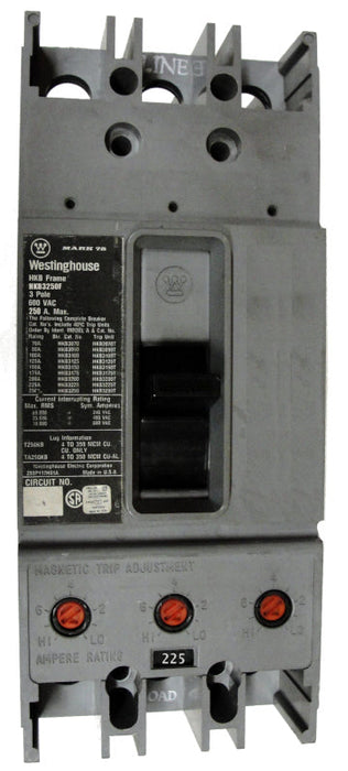HKB3250F w/225A Trip Unit - Westinghouse - Seller Reconditioned