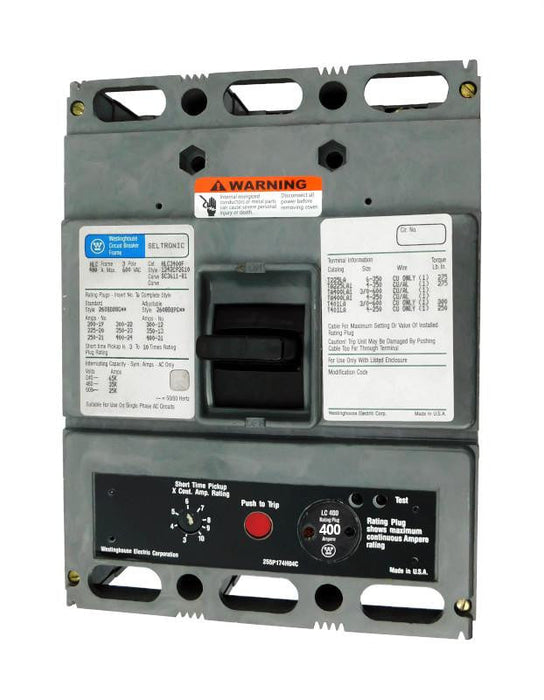 HLC3400F w/400A Rating Plug - Westinghouse - Seller Reconditioned