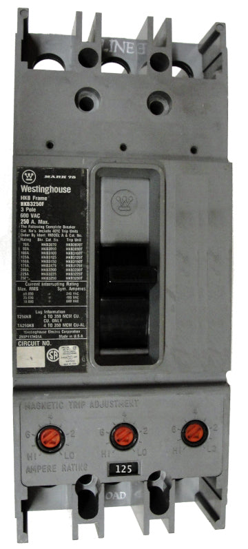 HKB3250F w/125A Trip Unit - Westinghouse - Seller Reconditioned