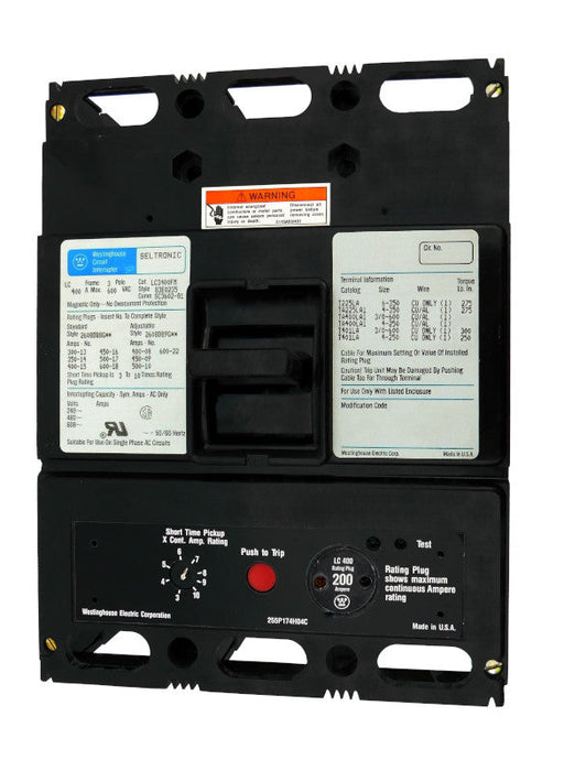 LC3400FM w/200A Rating Plug - Westinghouse - New Surplus