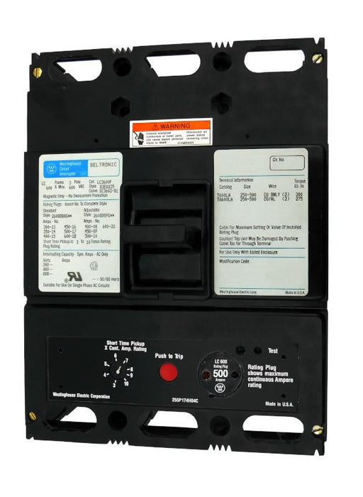 LC3600F w/500A Rating Plug - Westinghouse - Seller Reconditioned