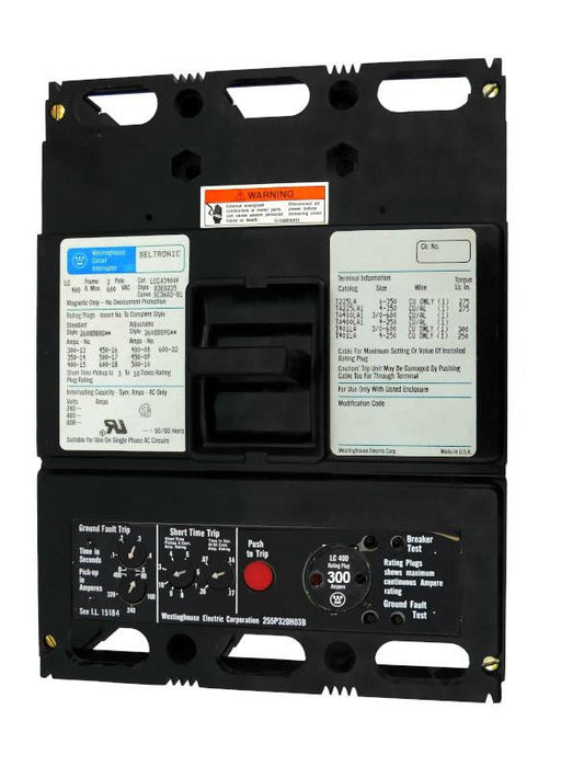 LCGA3400F w/300A Rating Plug - Westinghouse - Seller Reconditioned