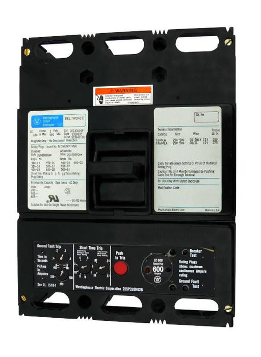 LCGA3600F w/600A Rating Plug - Westinghouse - Seller Reconditioned